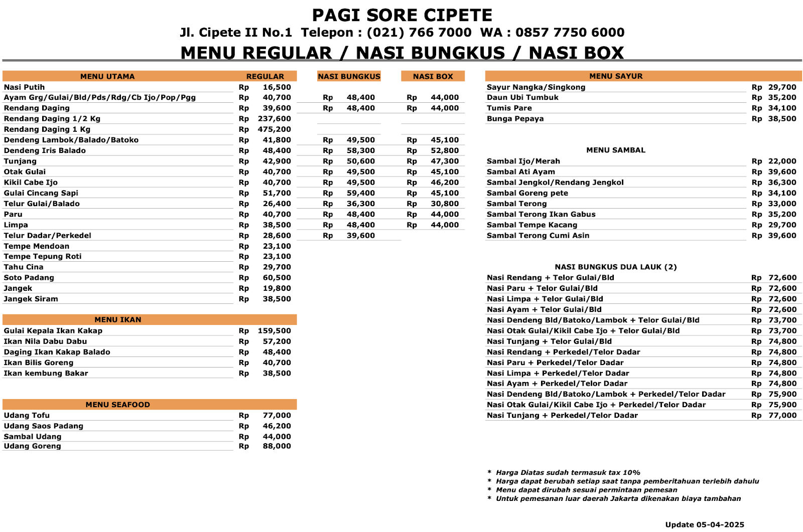 Harga Pagi Sore